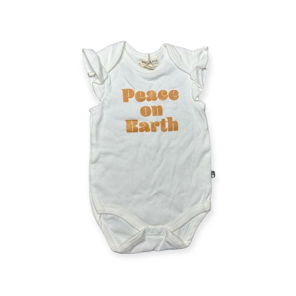 NWT Rabbit And Bear Organic Peace On Earth Holiday Baby Bodysuit 6-9 Months